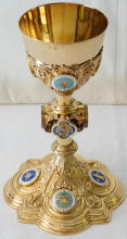 Solid silver gilt antique French Gothic Chalice.